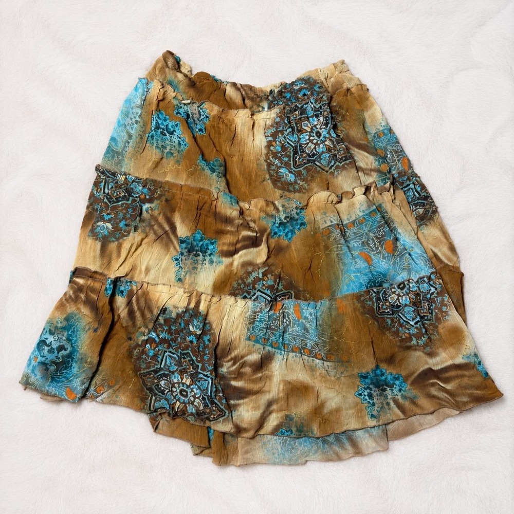 Y2K Boho Tiered Mini Skirt Made in Spain 🇪🇸🤎🩵 ⋆